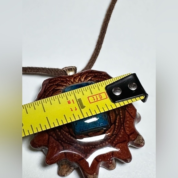 🛍️soldNECKLACE Handcrafted Pinecone pendant center cut heart on cord 4007 B - Picture 10 of 14